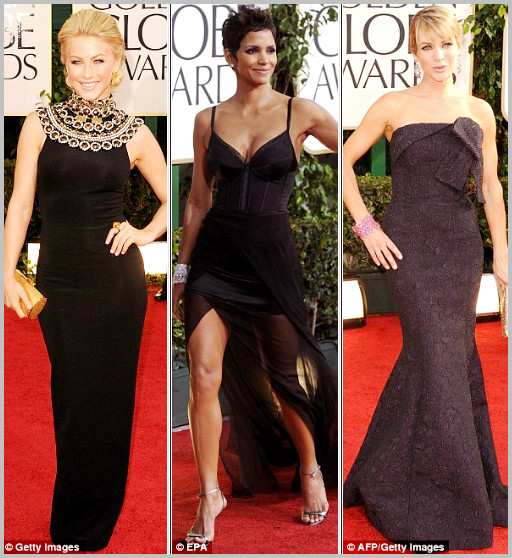 Sự xuất hiện đáng chú ý của gam màu hồng đào Angelina Jolie với chiếc váy màu xanh lộng lẫy sát vai cùng Brad Pitt Nicole Kidman và Heidi Klum Gam màu đen cổ điển, truyền thống, vẫn được ưa chuộng Helena Bonham Carte với đôi giày 2 màu và Julia Kurbatova trong chiếc váy màu xanh dương Sao đụng màu đỏ gợi cảm và quyến rũ Màu xanh dương đậm quý phái Màu trắng tinh khôi Gam màu vàng đem đến sự nổi bật cho các phái đẹp 2 quý cô béo Amber Riley and PGabourey Sidibe xuất hiện với những chiếc váy lấp lánh