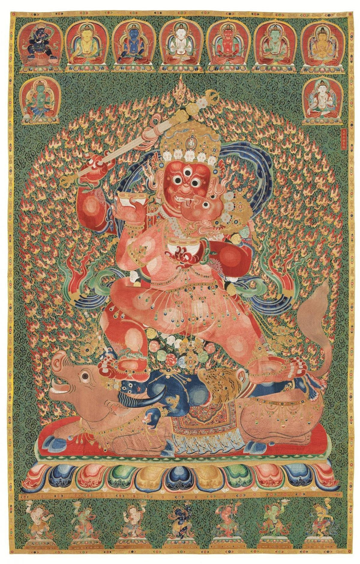 Bức Thangka đang được trưng bày trong Bảo tàng Long ở Thượng Hải. Ảnh: Christie's.