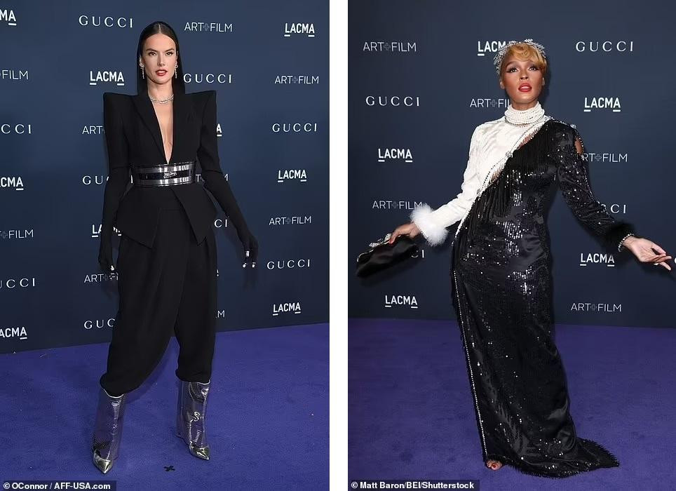 Cựu thiên thần Brazil Alessandra Ambrosio (trái) mặc đồ lấy cảm hứng từ vũ trụ, tương lai. Trong khi đó, Janelle Monae mượn ý tưởng từ nhân vật ác nữ Cruella. Ảnh: Daily Mail. Cựu thiên thần Brazil Alessandra Ambrosio (trái) mặc đồ lấy cảm hứng từ vũ trụ, tương lai. Trong khi đó, Janelle Monae mượn ý tưởng từ nhân vật ác nữ Cruella. Ảnh: Daily Mail.