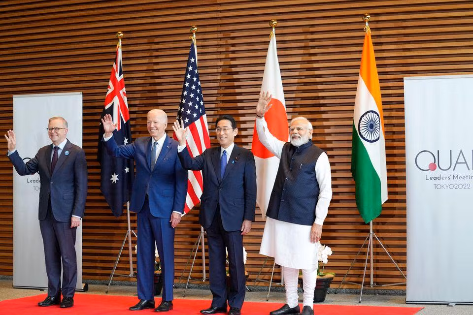 Lãnh đạo 4 quốc gia thuộc nhóm "Bộ tứ" tại thượng đỉnh ở Tokyo ngày 24/5. (Ảnh: Reuters) Lãnh đạo 4 quốc gia thuộc nhóm "Bộ tứ" tại thượng đỉnh ở Tokyo ngày 24/5. (Ảnh: Reuters)