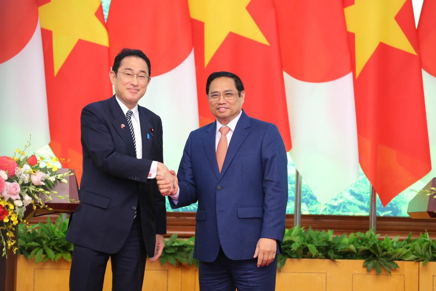 Thủ tướng Phạm Minh Chính và Thủ tướng Nhật Bản Kishida Fumio tại cuộc họp báo chung. (Ảnh: Trọng Tài) Thủ tướng Phạm Minh Chính và Thủ tướng Nhật Bản Kishida Fumio tại cuộc họp báo chung. (Ảnh: Trọng Tài)