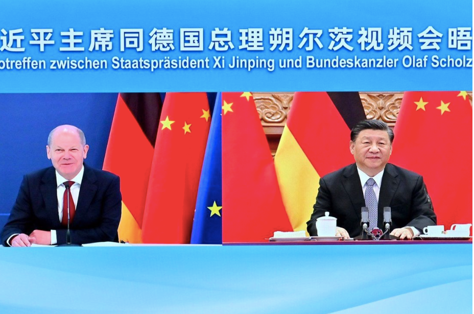 Chủ tịch Trung Quốc Tập Cận Bình và Thủ tướng Đức Olaf Scholz có cuộc hội đàm trực tuyến ngày 9/5. (Ảnh: Xinhua) Chủ tịch Trung Quốc Tập Cận Bình và Thủ tướng Đức Olaf Scholz có cuộc hội đàm trực tuyến ngày 9/5. (Ảnh: Xinhua)