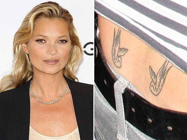 Trong quá trình hợp tác với Moss, có lần ông Freud đã "cao hứng" thực hiện một hình xăm ở vùng thắt lưng cho cô, hình xăm ấy khắc họa hai con chim nhạn (Ảnh: Daily Mail).