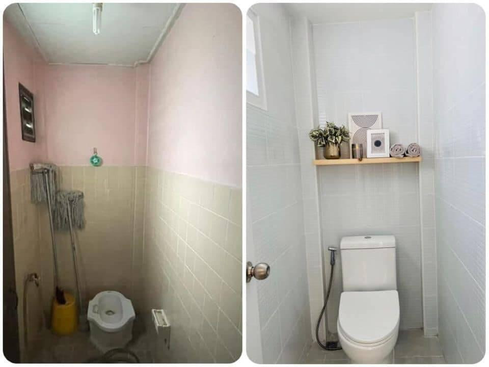 Nhà vệ sinh và nhà tắm trước và sau khi cải tạo.