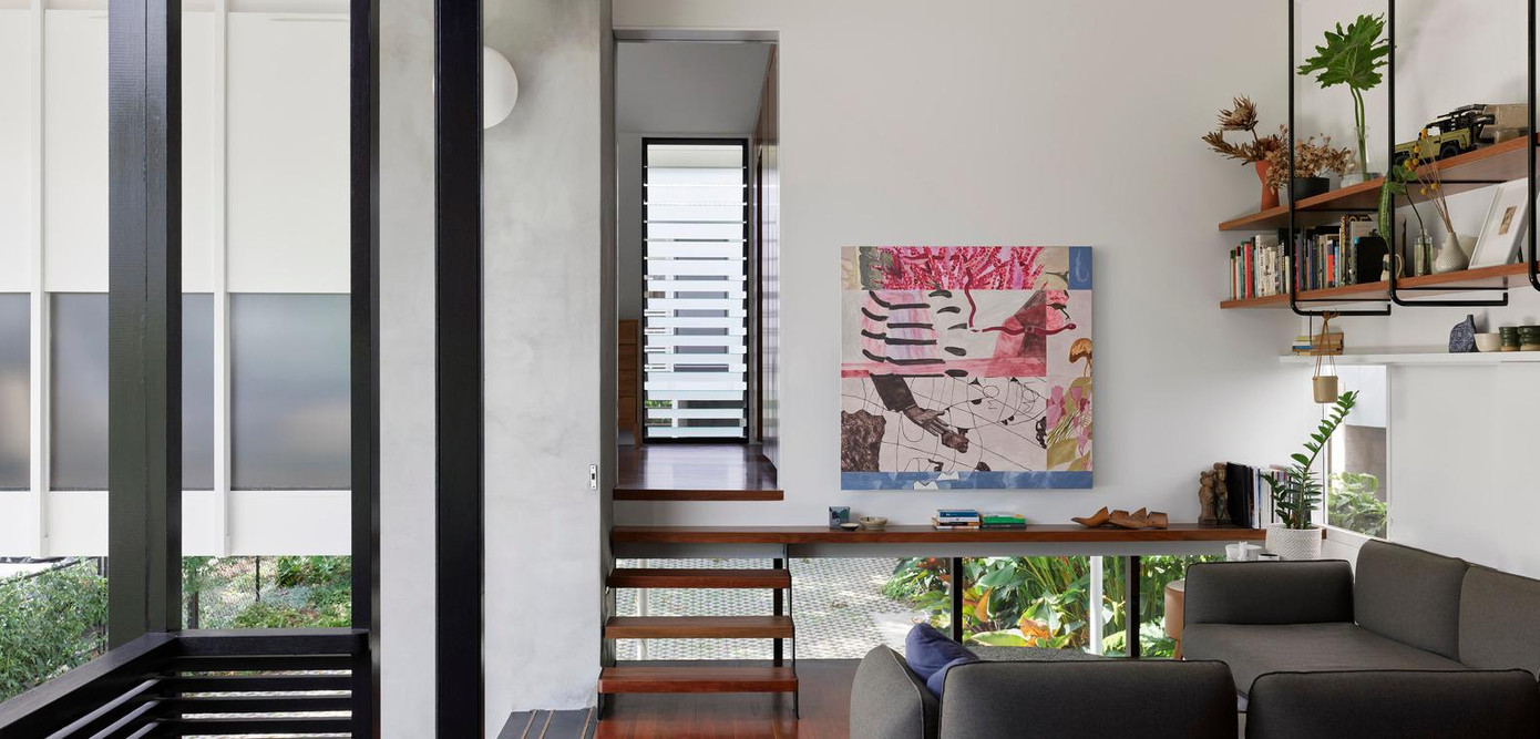 Khu vực cao thứ 2 là khu vực sinh hoạt hình chữ nhật, khu vực này có vai trò làm cầu nối giữa các không gian riêng tư liền kề.