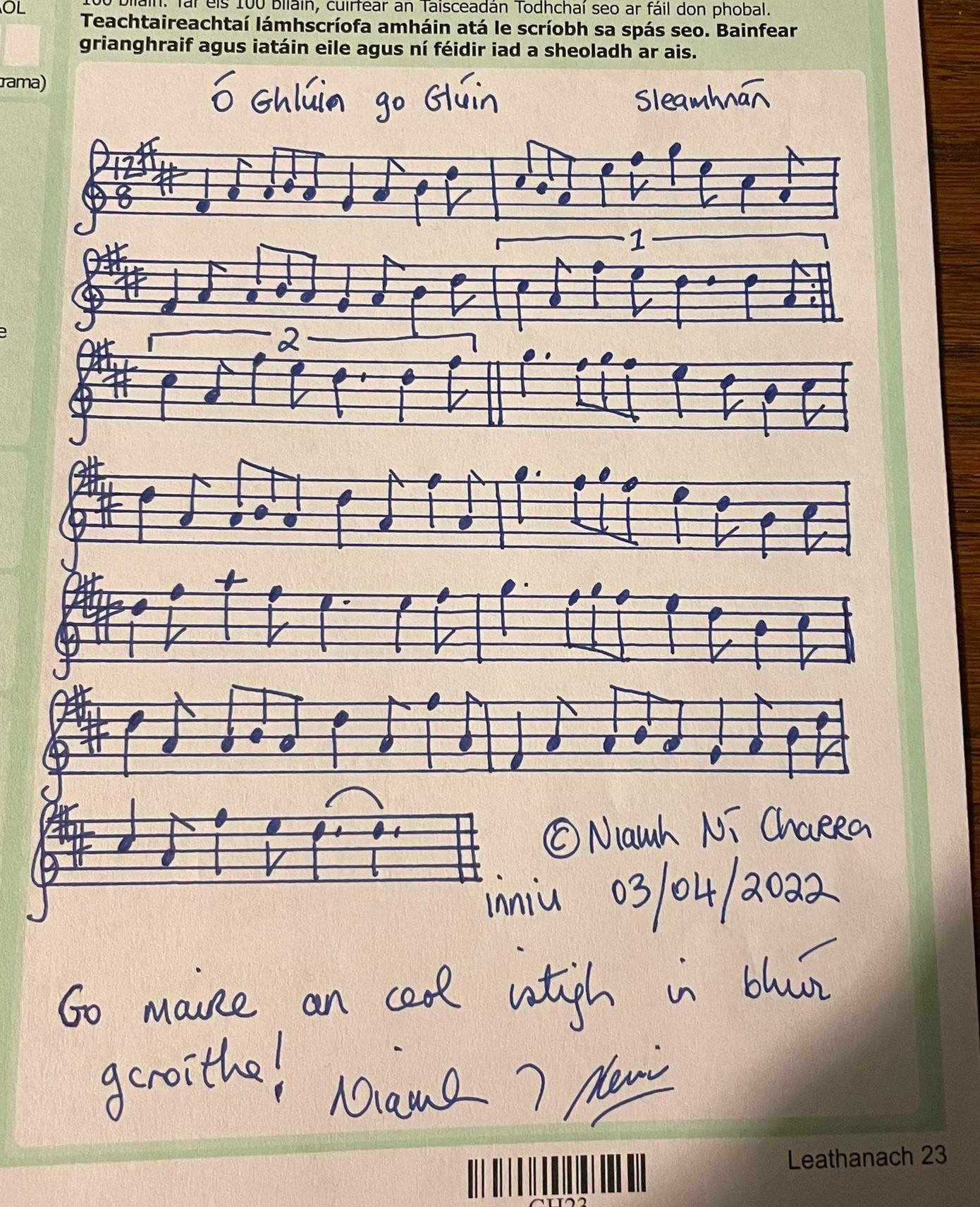 Bản nhạc ngắn của cô Niamh Ní Charra