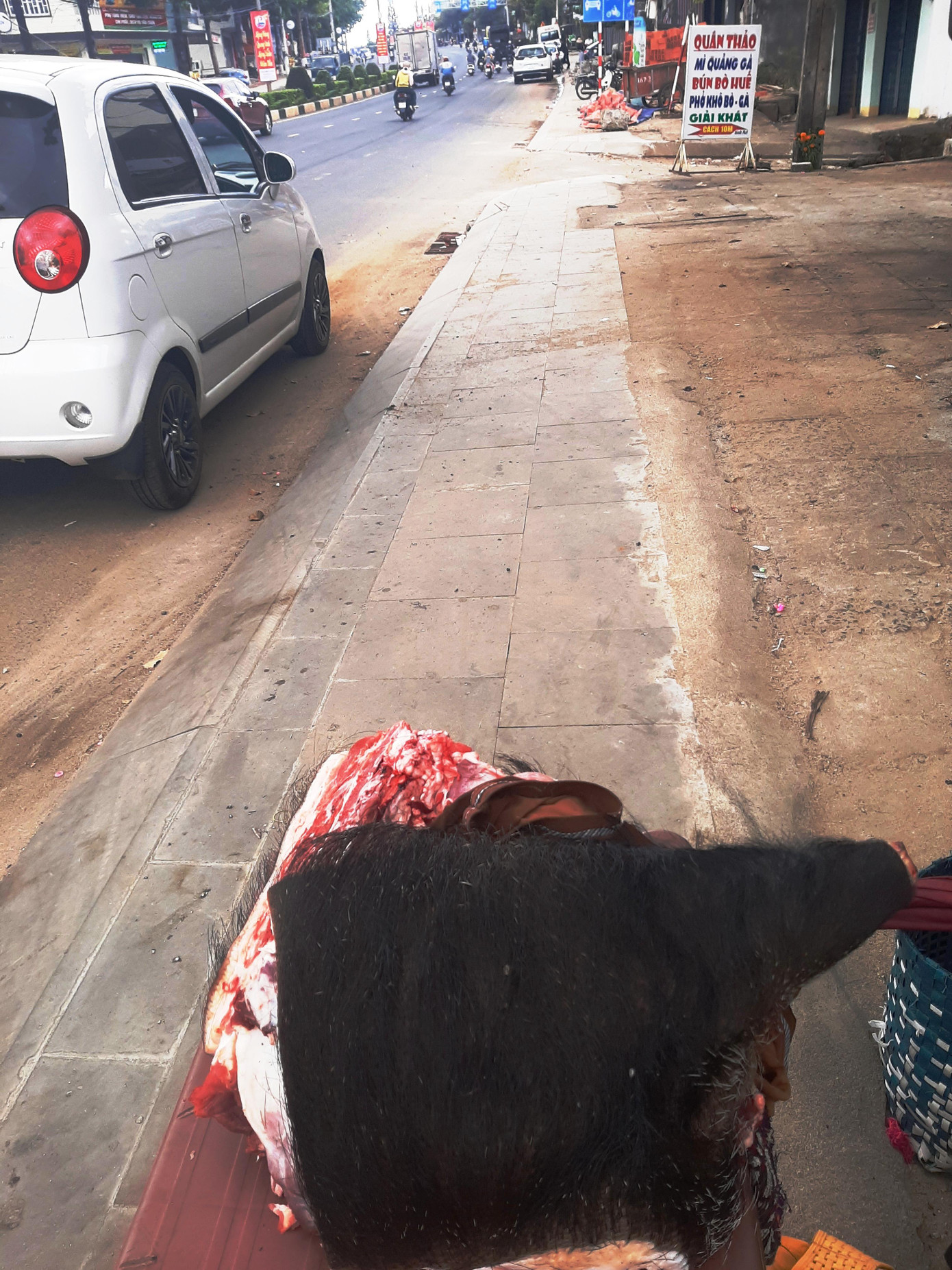 Thịt được cho là heo rừng bày bán giữa trung tâm thành phố Pleiku Thịt được cho là heo rừng bày bán giữa trung tâm thành phố Pleiku