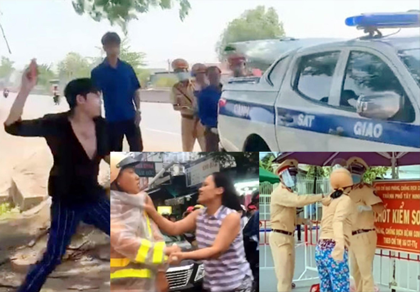 Một số hình ảnh người vi phạm chống đối, cản trở lực lượng CSGT