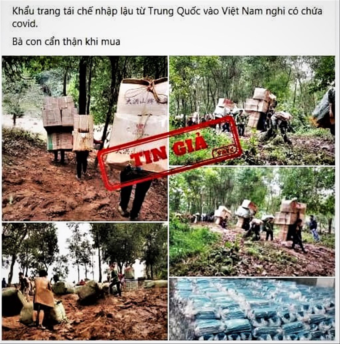 Tin giả khẩu trang tái chế nhiễm virus corona