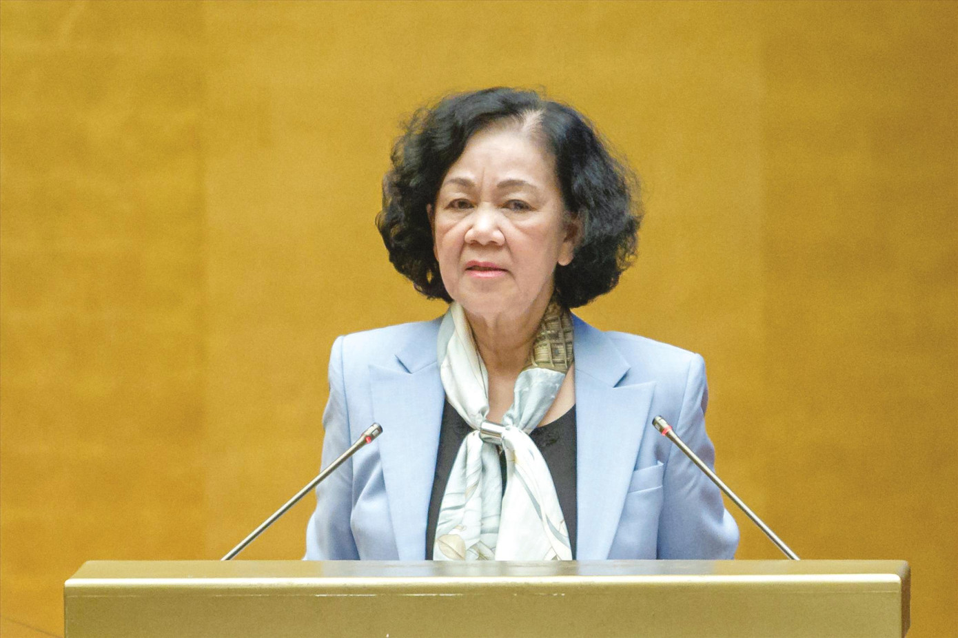 Bà Trương Thị Mai, Ủy viên Bộ Chính trị, Trưởng Ban Tổ chức T.Ư cho biết đang được giao nghiên cứu xây dựng cơ chế để thu hút sử dụng nhân tài, để cán bộ trẻ, năng lực nổi trội “có thể đi nhanh hơn”. Ảnh: Như Ý Bà Trương Thị Mai, Ủy viên Bộ Chính trị, Trưởng Ban Tổ chức T.Ư cho biết đang được giao nghiên cứu xây dựng cơ chế để thu hút sử dụng nhân tài, để cán bộ trẻ, năng lực nổi trội “có thể đi nhanh hơn”. Ảnh: Như Ý