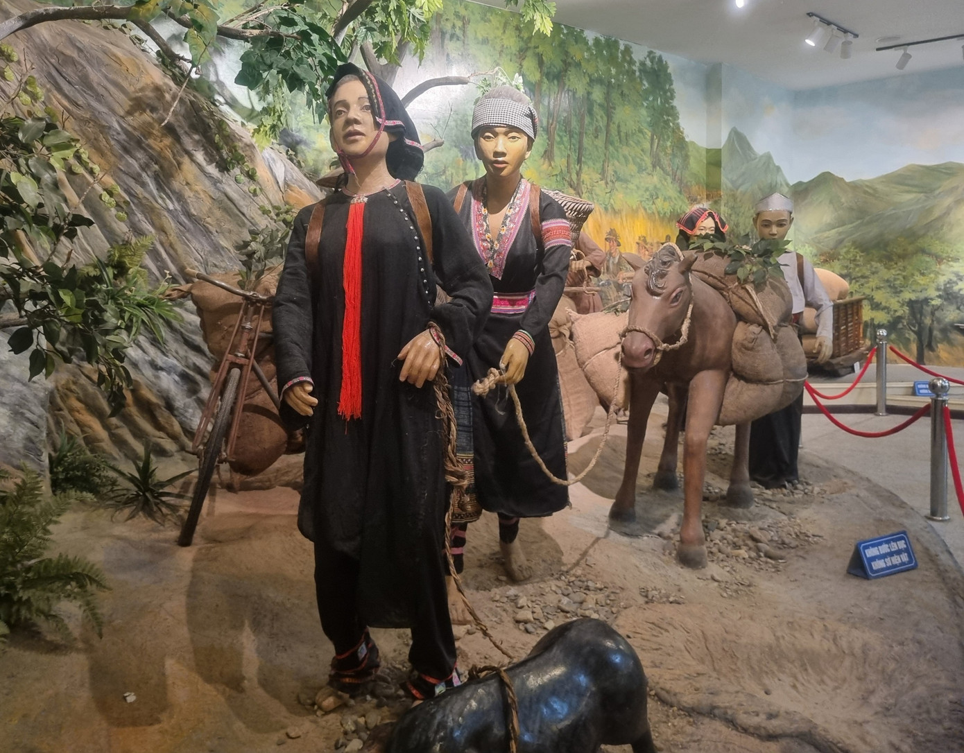 Dân công vận chuyển lương thực, vũ khí, đạn dược qua đỉnh đèo Pha Đin.