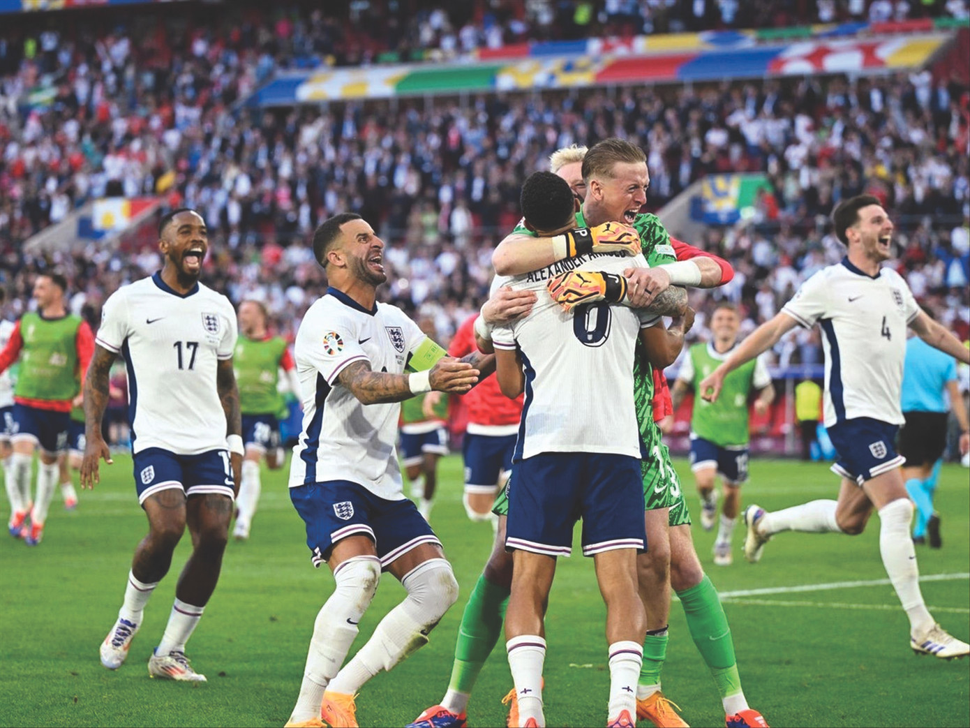 Tuyển Anh ăn mừng chiến tích vào chung kết EURO 2024. Ảnh: FOX Tuyển Anh ăn mừng chiến tích vào chung kết EURO 2024. Ảnh: FOX