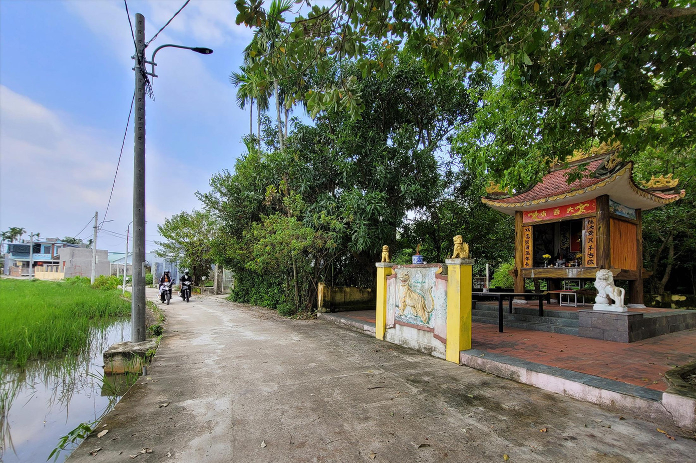 Giữa làn sóng đô thị hóa, làng cổ Phong Nam vẫn giữ được nét chân quê, hồn hậu với tỷ lệ cây xanh chiếm 85% diện tích. Ảnh: Giang Thanh Giữa làn sóng đô thị hóa, làng cổ Phong Nam vẫn giữ được nét chân quê, hồn hậu với tỷ lệ cây xanh chiếm 85% diện tích. Ảnh: Giang Thanh