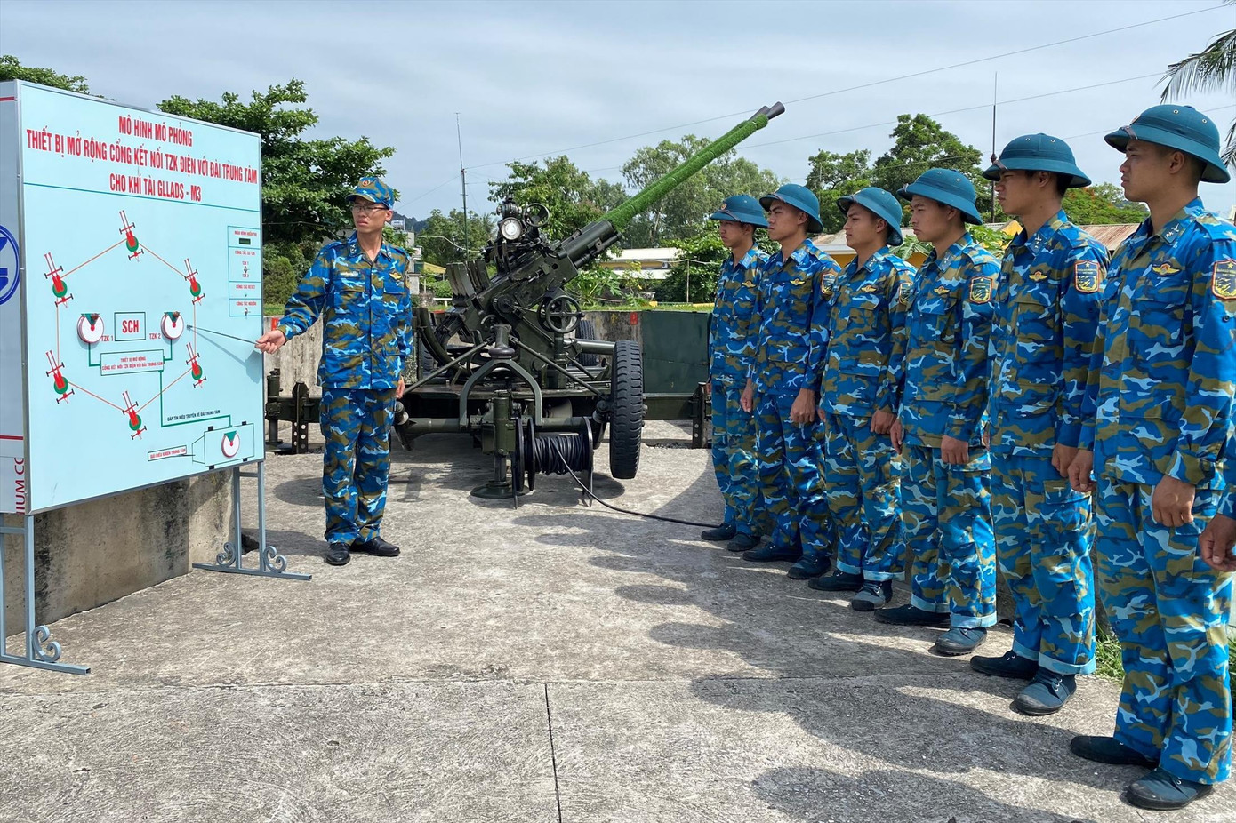 Huấn luyện ứng dụng của thiết bị mở rộng cổng kết nối TZK điện với Đài trung tâm cho khẩu đội pháo 37mm-2N bán tự động ở Sư đoàn 363
