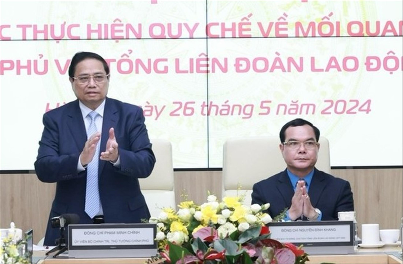 Thủ tướng Phạm Minh Chính chủ trì Hội nghị đánh giá kết quả thực hiện công tác giữa Chính phủ và Tổng LĐLĐ