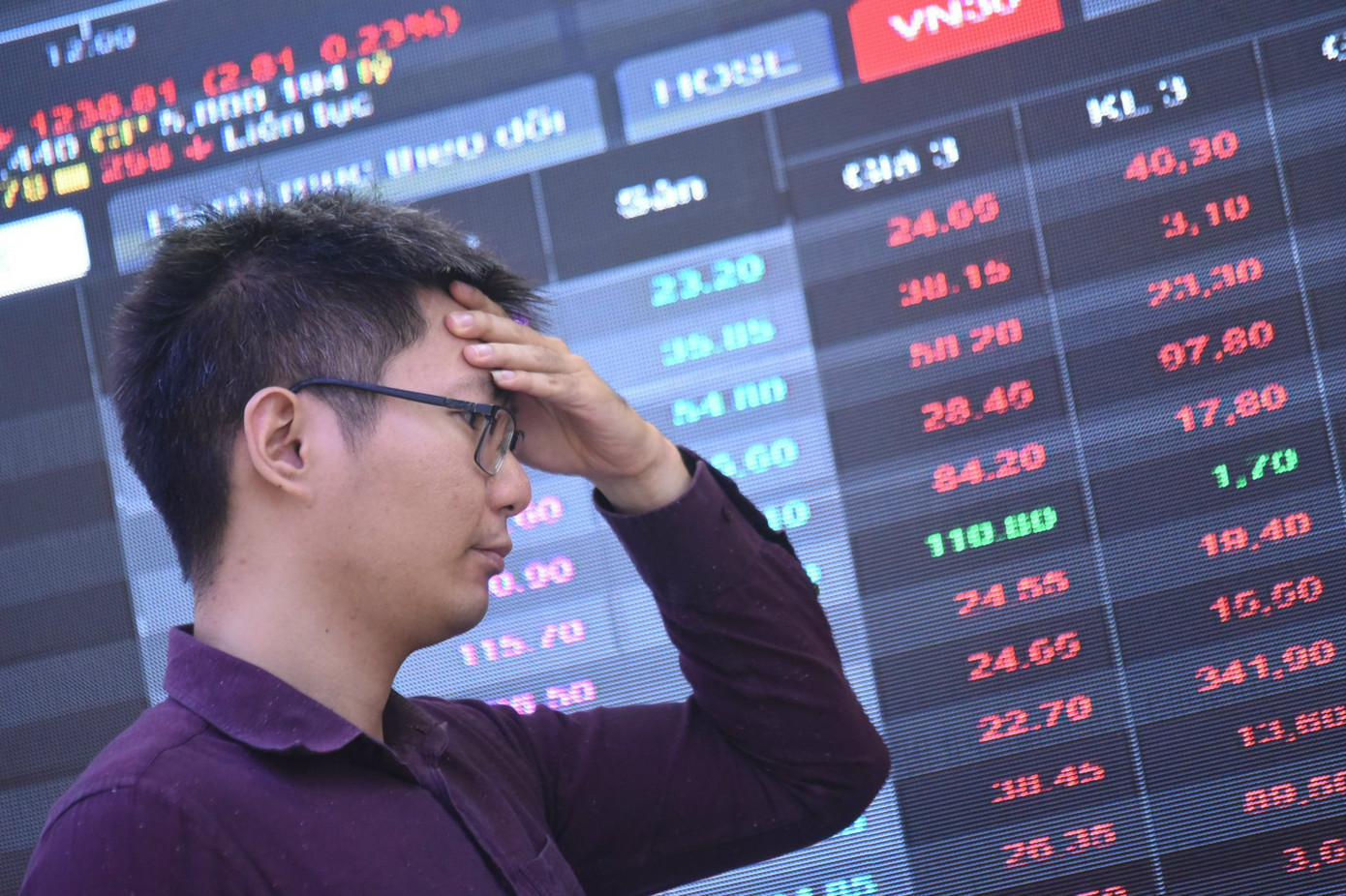 Ngày 26/10, chứng khoán có lúc thủng mốc 1050 điểm, nhà đầu tư đau đầu. Ảnh: Như Ý