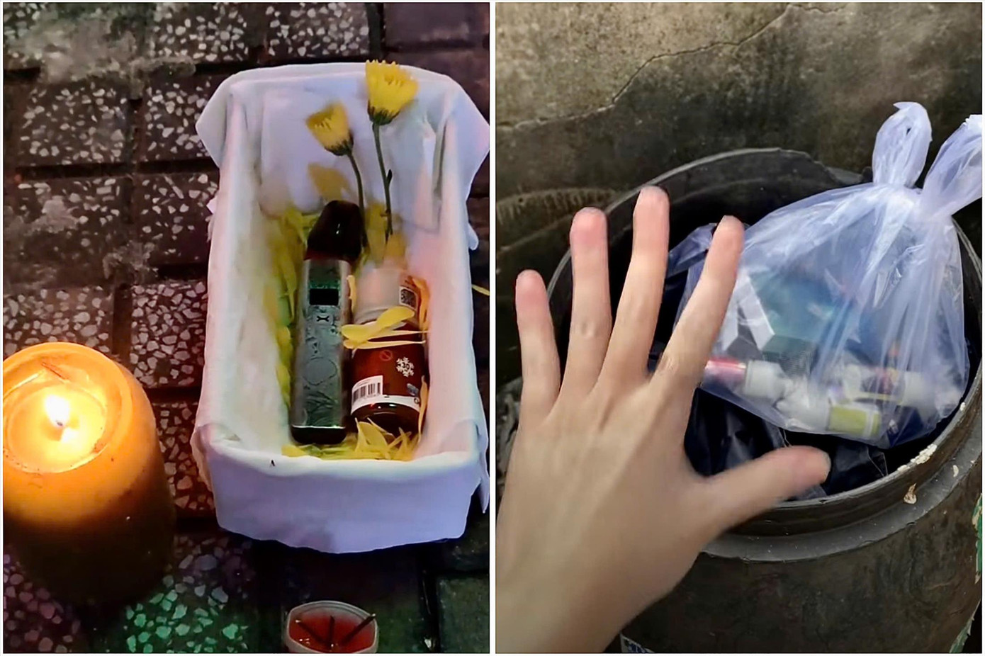 Nhiều bạn trẻ vứt bỏ, làm “đám tang” cho thuốc lá điện tử Nhiều bạn trẻ vứt bỏ, làm “đám tang” cho thuốc lá điện tử