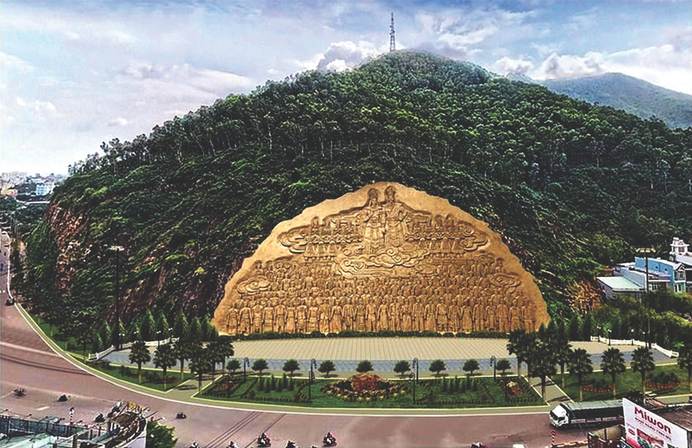 Phối cảnh dự án phù điêu “Lạc Long Quân - Âu Cơ trên núi Bà Hỏa