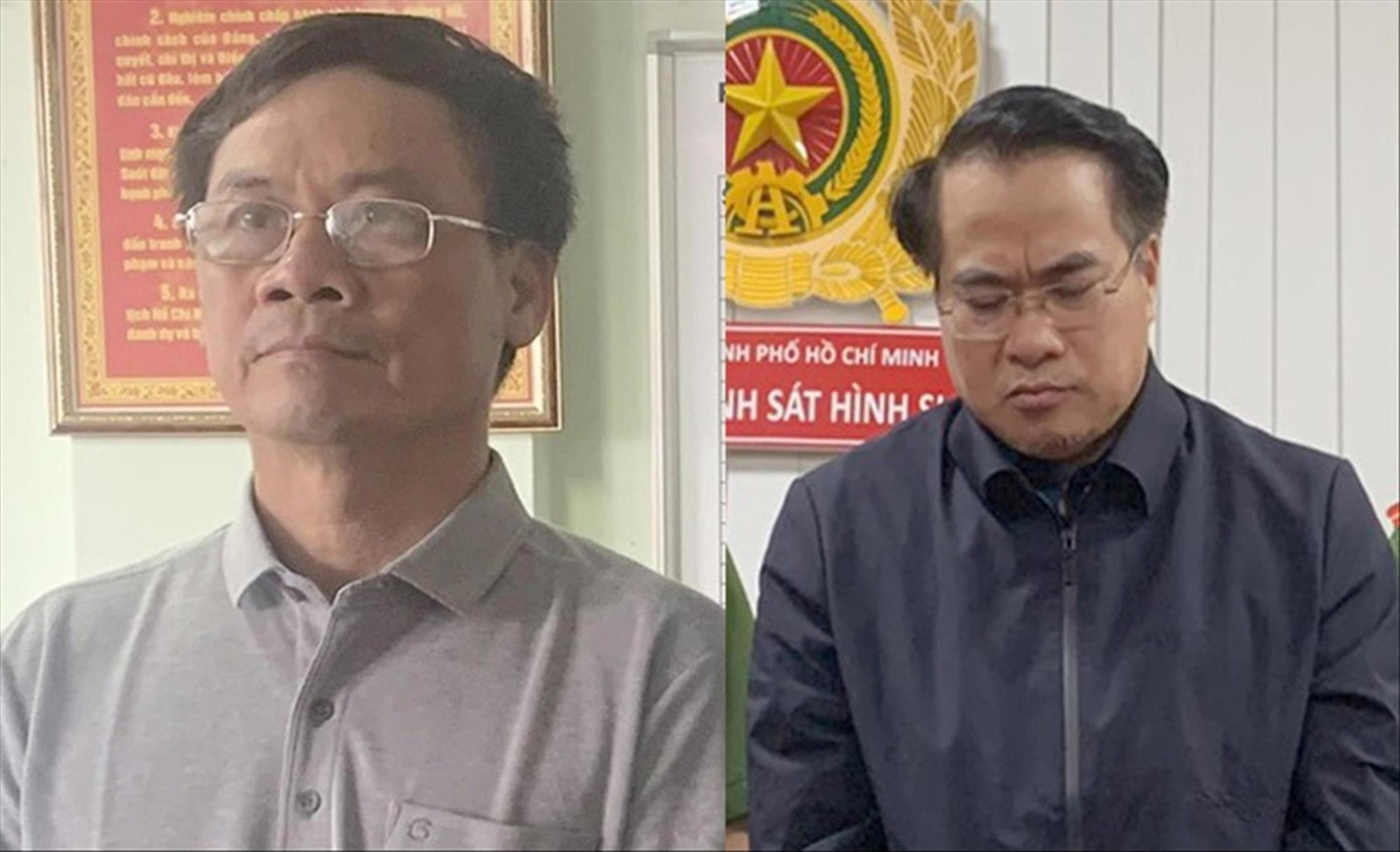 Cựu Cục trưởng Trần Kỳ Hình (trái) và Đặng Việt Hà tại Cơ quan điều tra Ảnh: C.A