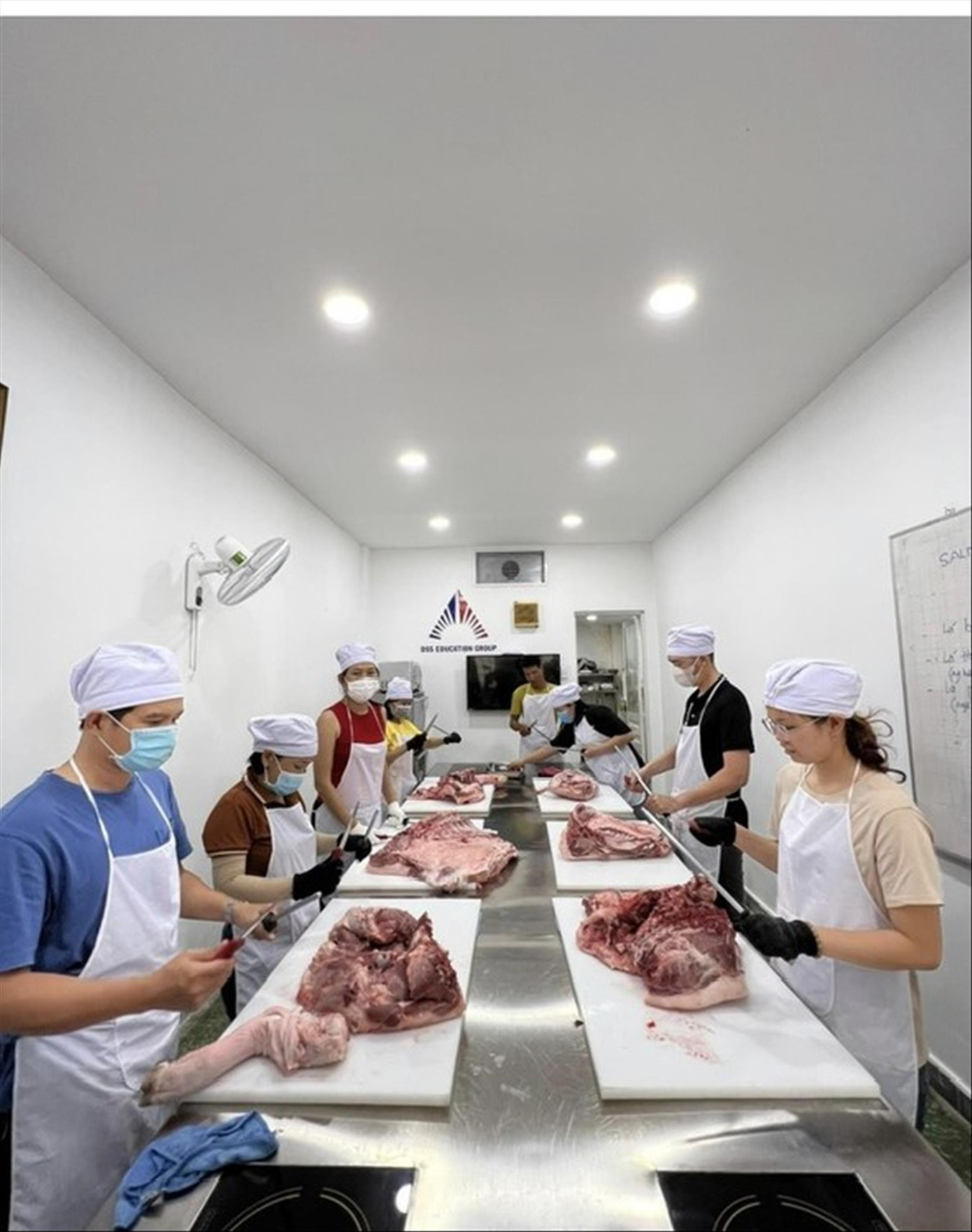 Một lớp thực hành mổ thịt lợn do DSS Việt Nam tổ chức cho học viên