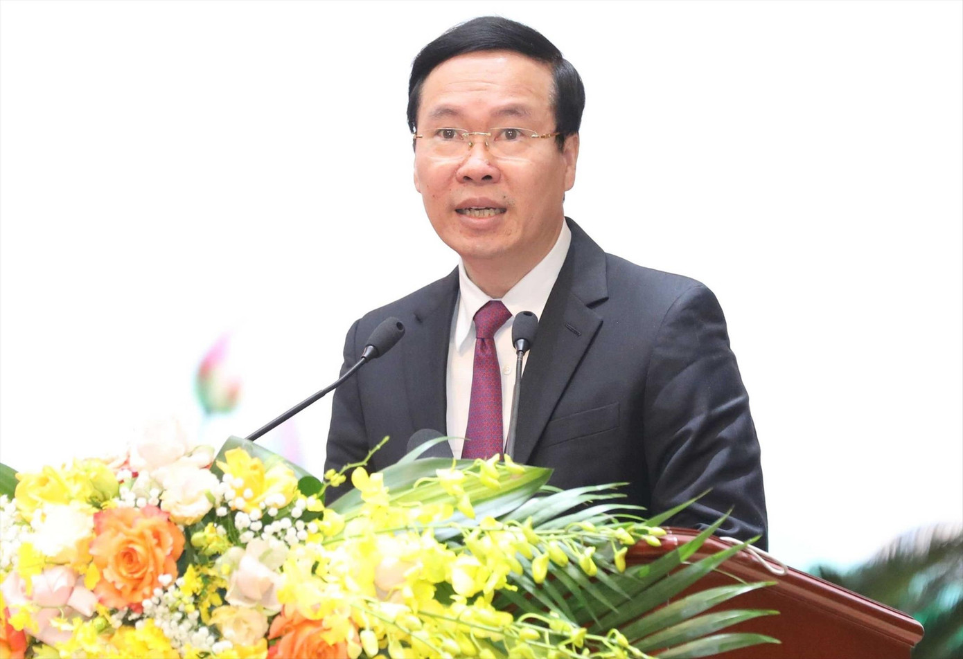 Thường trực Ban Bí thư Võ Văn Thưởng phát biểu tại hội nghị (Ảnh: TTXVN).