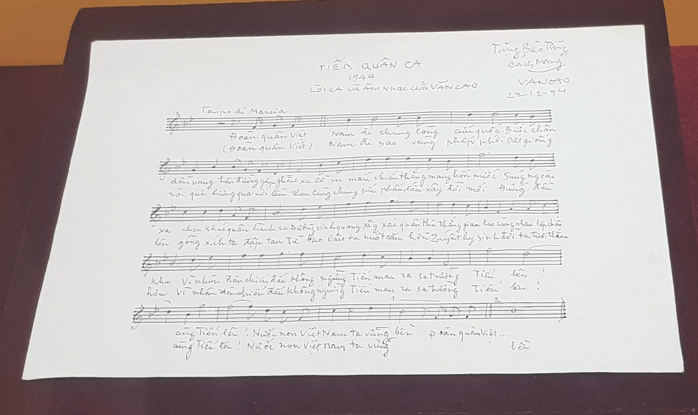 Bài “Tiến Quân ca”. Ảnh: K.N