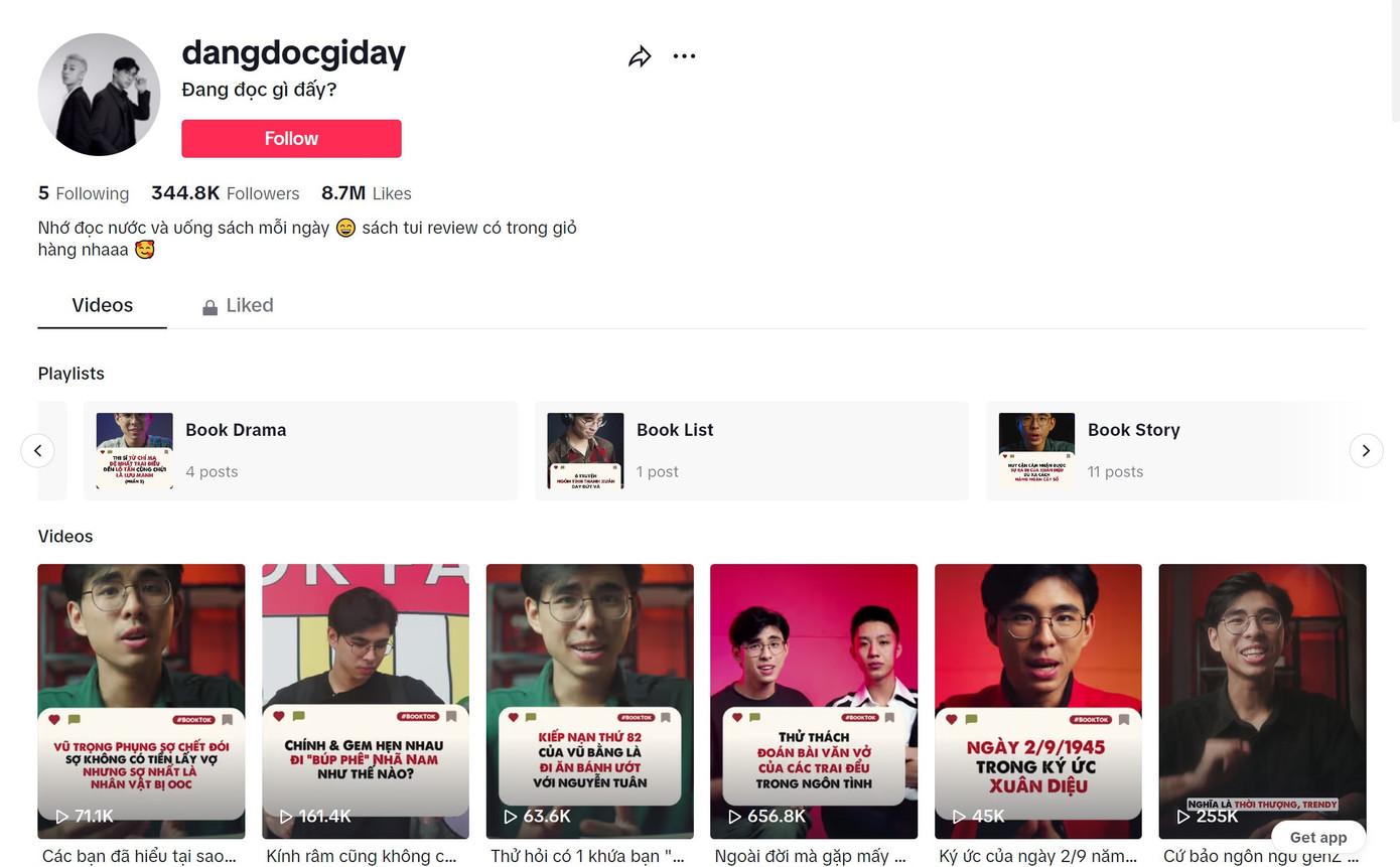 Kênh TikTok của nhóm thu hút sự quan tâm của khán giả.