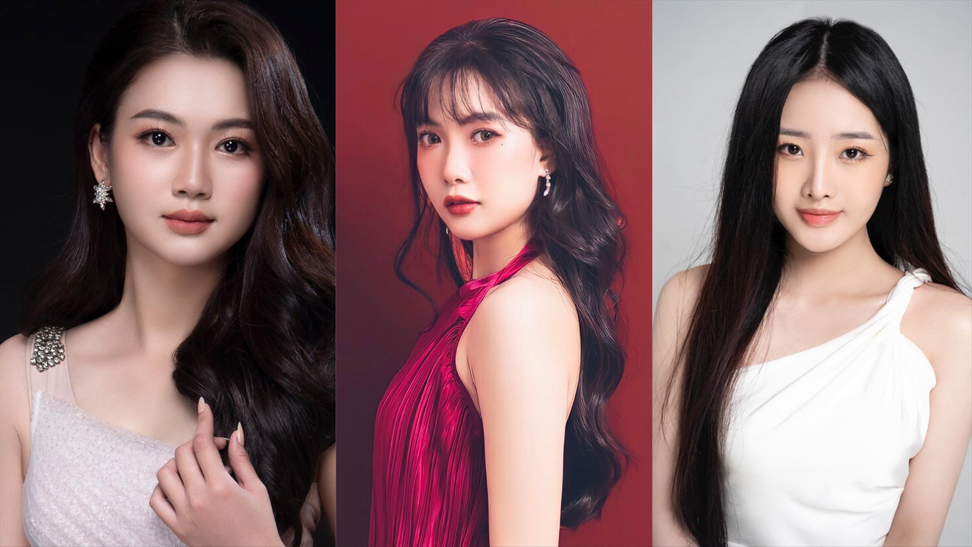 Thí sinh Phạm Thu Anh, Nguyễn Ngọc Bảo Trinh, Vũ Minh Thúy (từ trái qua)