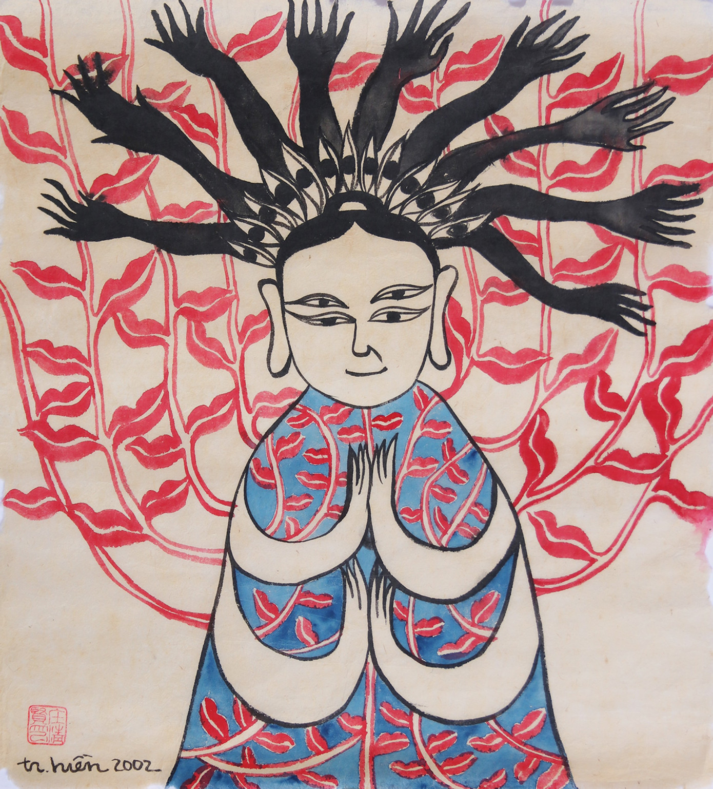 Mẹ, màu tự nhiên trên giấy dó, 2002