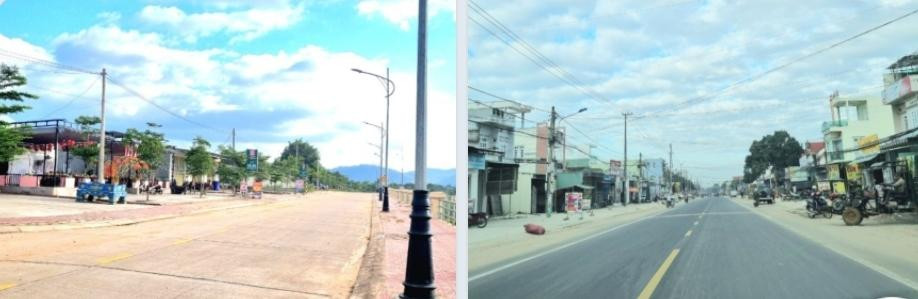 Bờ kè sông Ia Sol và đường Hùng Vương đi qua Quốc Lộ 25 sầm uất ở huyện Phú Thiện