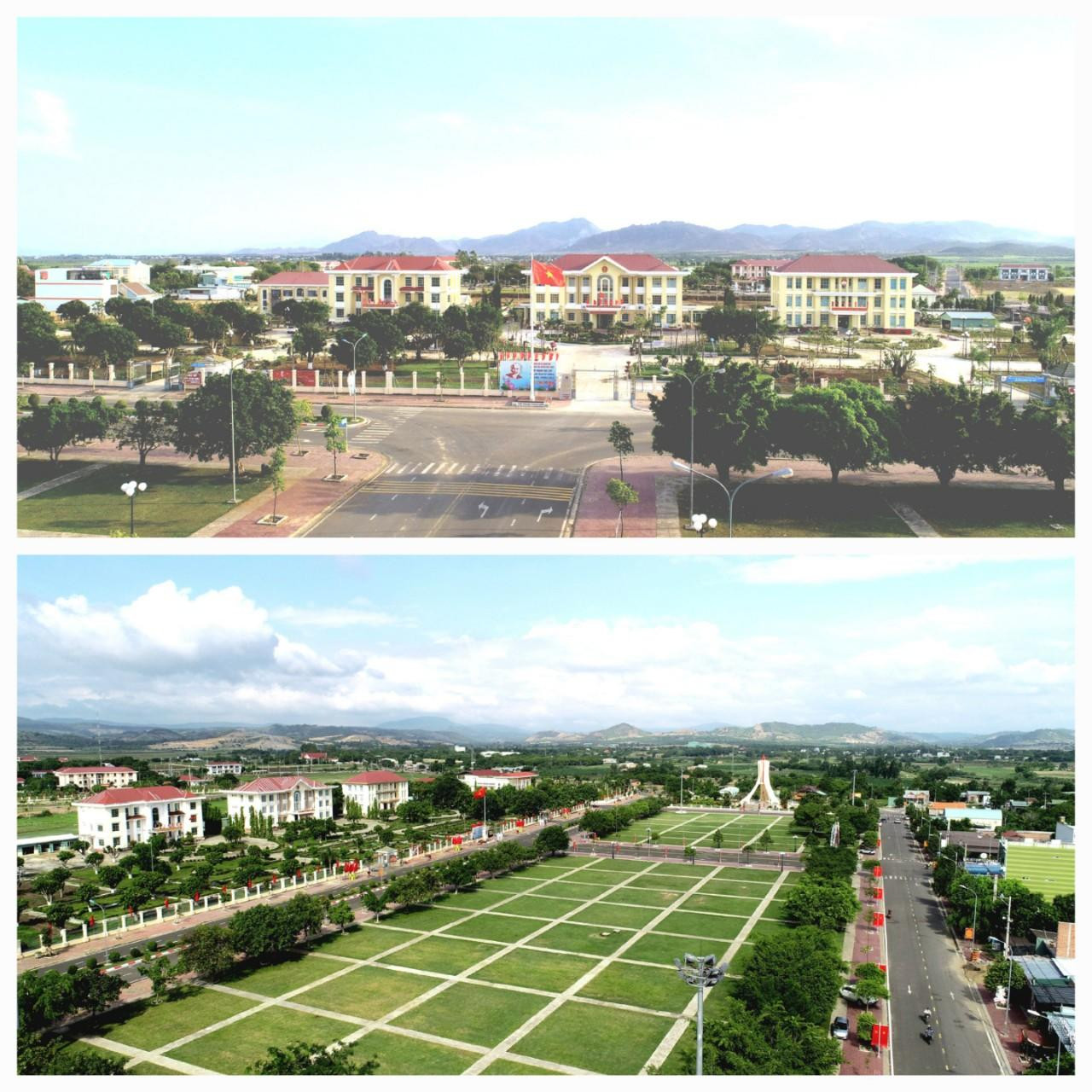 Khu trung tâm hành chính và quảng trường với nhiều thảm xanh được quy hoạch bài bản