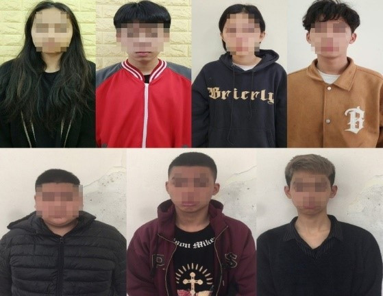 Nhóm thanh niên bị bắt giữ.