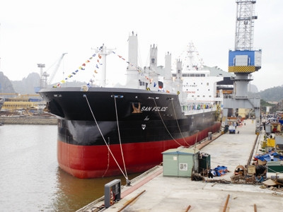 Vinashin là bài học đắt giá trong quá trình phát triển kinh tế (Trong ảnh: Tàu do Vinashin đóng chuẩn bị trao cho khách hàng)