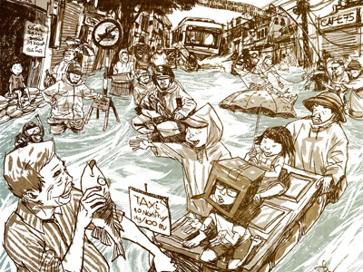 Một bức tranh về Hà Nội lụt của Phong