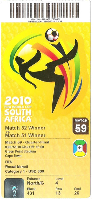 1 chiếc vé World 2010 được bán ra chợ đen với tên Makudi ở trên. 1 chiếc vé World 2010 được bán ra chợ đen với tên Makudi ở trên