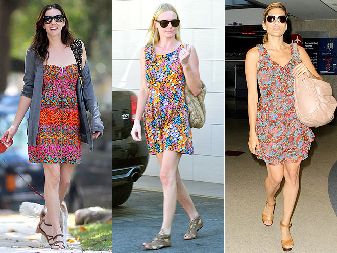 Siêu mẫu Kate Moss, Jada Pinkett Smith và ca sĩ Christina Aguilera đều yêu thích những bộ body suit kết hợp với áo khoác màu đen Sao phim “Chạng vạng” Kristen Stewart, Anna Paquin và Khloe Kardashian đang chuộng đầm hai màu đen – xanh dương Sao trẻ Miley Cyrus, Cat Deeley và ca sĩ Katy Perry đều đang diện những đôi bốt tua rua Những chiếc đầm có đường khoét ấn tượng đang là sự lựa chọn hàng đầu của Audrina Patridge, “miêu nữ” Halle Berry và Zoe Saldana Diễn viên Sienna Miller, Leighton Meester và Amy Smart diện sandal nhiều móc khóa Đầm trắng kết hợp cùng sandal cao gót trắng đang là mốt được January Jones, Cat Deeley và Diane Kruger ưa chuộng Liv Tyler, Kate Bosworth và Eva Mendes thi nhau diện những chiếc đầm hoa nhí dễ thương Vanessa Hudgens, Halle Berry và Rachel Zoe thích mặc váy maxi màu ghi ra đường Shenae Grimes, Whitney Port và Jenna Dewan trẻ trung khi diện váy ngắn xếp nếp bằng da