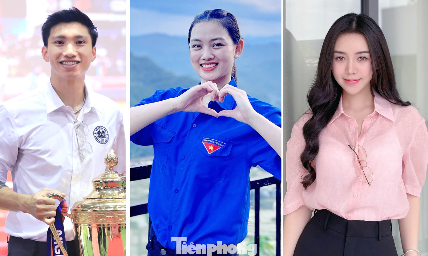 Cầu thủ Văn Hậu, hoa khôi bóng chuyền Thu Hoài, diễn viên Quỳnh Kool (từ trái sang phải ảnh) là Đại sứ Chiến dịch thanh niên tình nguyện Hè tỉnh Thái Bình năm 2024. Ảnh: BTC