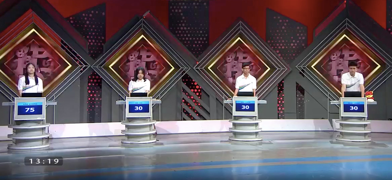 Vân Khanh vươn lên dẫn đầu đoàn đua sau khi giải mã ẩn số chướng ngại vật. Vân Khanh vươn lên dẫn đầu đoàn đua sau khi giải mã ẩn số chướng ngại vật.