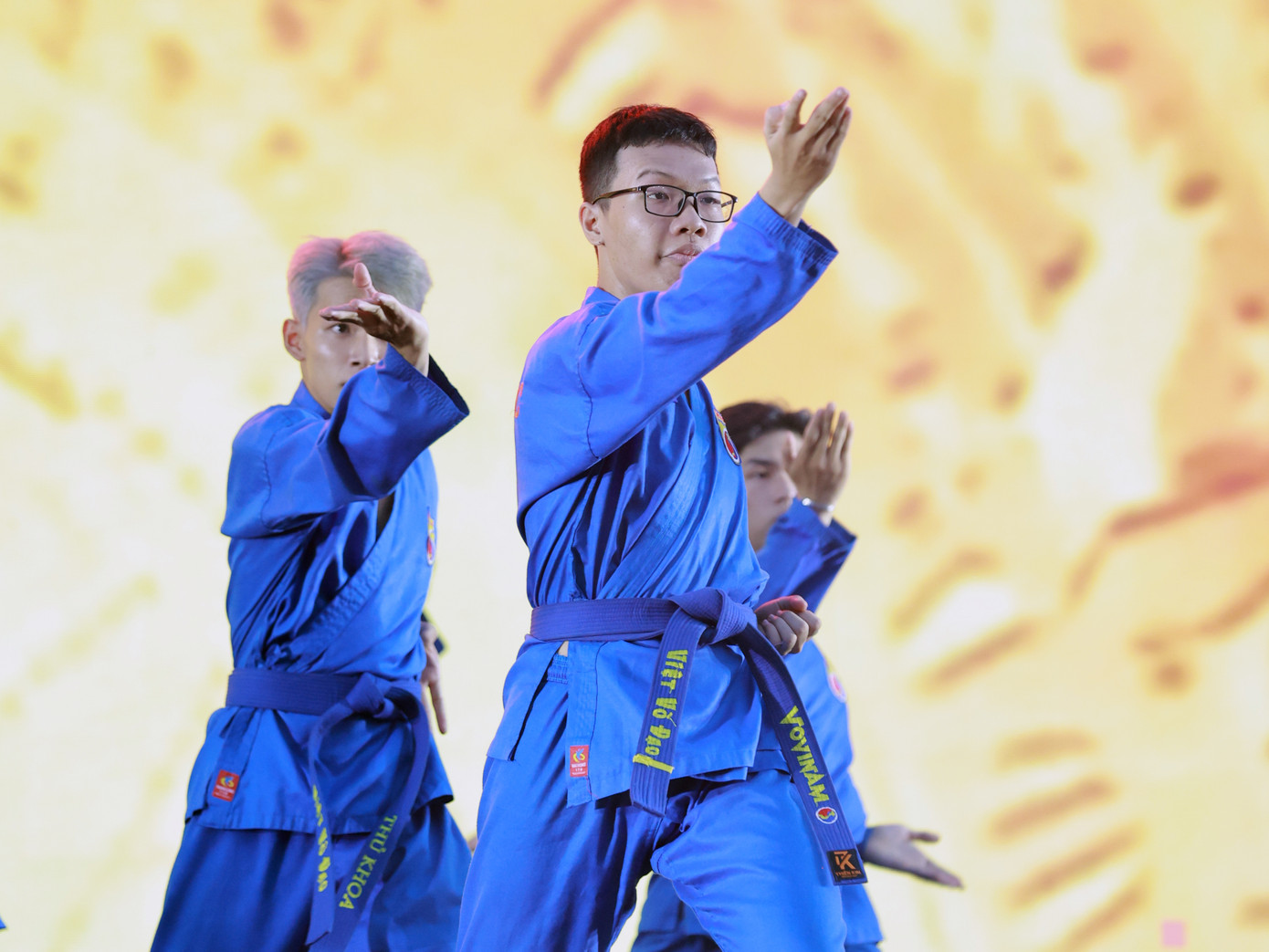 Các tiết mục biểu diễn võ Vovinam - một trong những môn võ cổ truyền của người Việt, hát và nhảy hiện đại của sinh viên tại chương trình. Ảnh: BTC