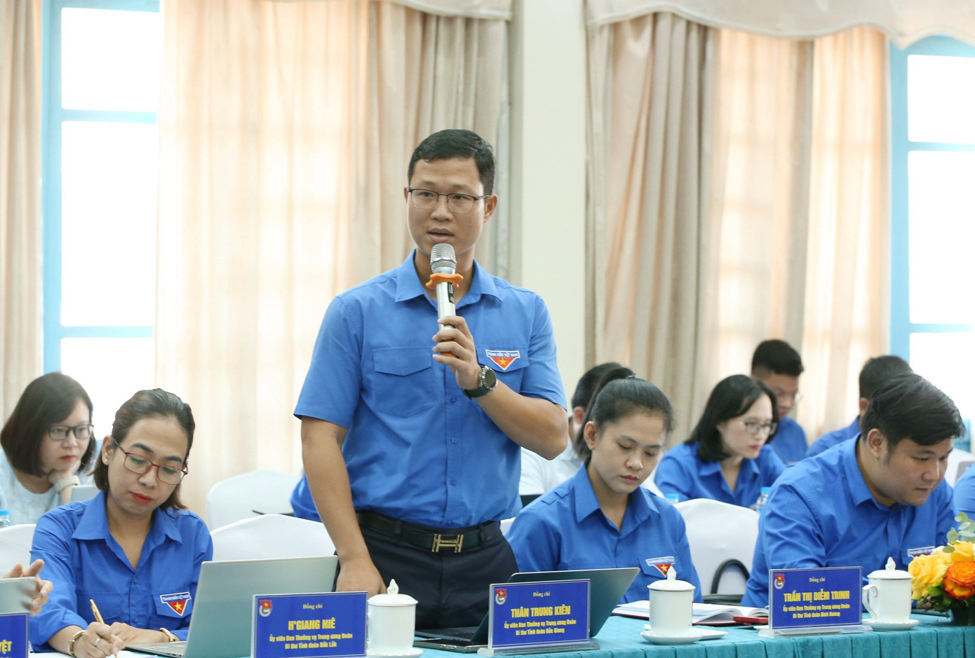 Anh Thân Trung Kiên- Bí thư Tỉnh Đoàn Bắc Giang phát biểu tại hội nghị. Anh Thân Trung Kiên- Bí thư Tỉnh Đoàn Bắc Giang phát biểu tại hội nghị.