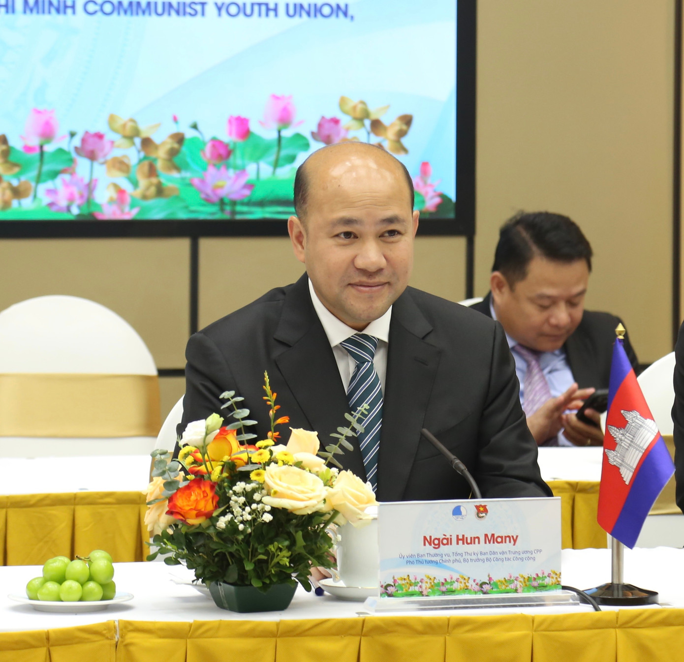 Ông Hun Many – Tổng Thư ký Ban Dân vận T.Ư Đảng Nhân dân Campuchia, Phó Thủ tướng Chính phủ, Bộ trưởng Bộ Công tác Công cộng, Chủ tịch Hội LHTN Campuchia. Ảnh: Lâm Đăng Hải