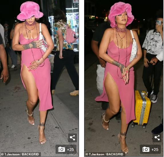 Nổi tiếng với phong cách thời trang gợi cảm táo bạo, do vậy không bất ngờ khi Rihanna dù diện váy mỏng tang, cổ xẻ sâu nhưng vẫn "quên" áo lót, lộ gần hết vòng một khiến người đối diện phải "đỏ mặt".