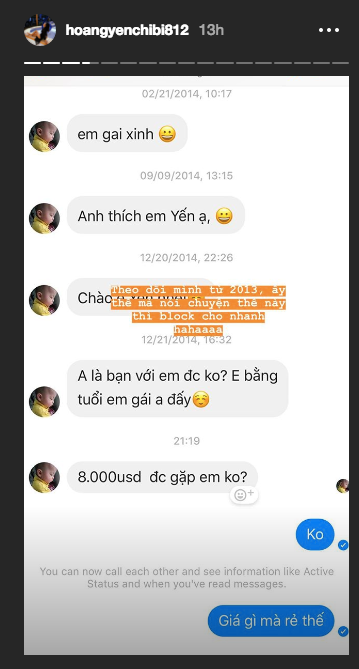 Bị 'gạ tình' 8.000 USD, Hoàng Yến Chibi chê 'sao rẻ thế' ảnh 1