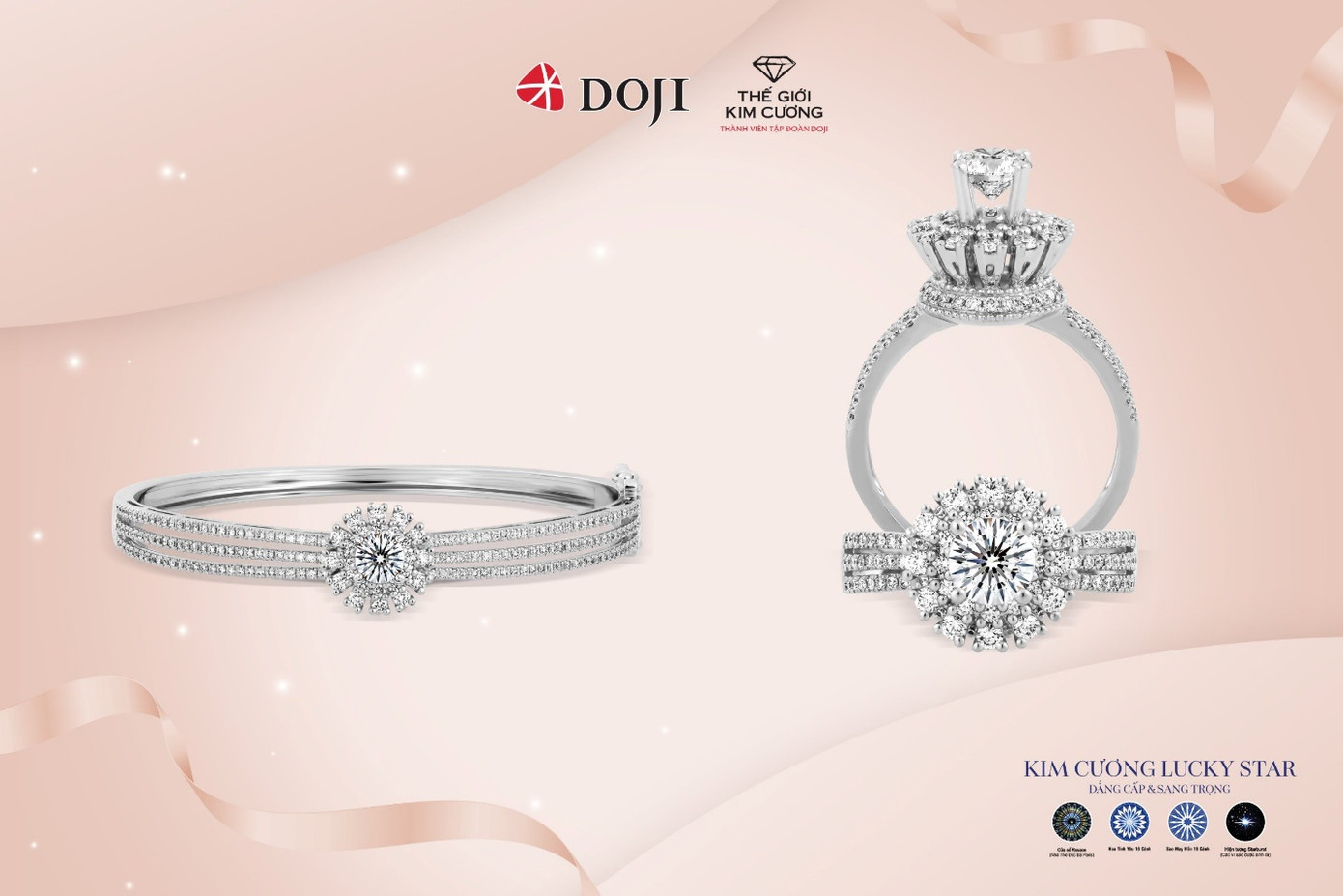 Trang sức kim cương Lucky Star là món quà quý giá thay lời yêu thương để gửi tới phái đẹp dịp 20/10. Trang sức kim cương Lucky Star là món quà quý giá thay lời yêu thương để gửi tới phái đẹp dịp 20/10.