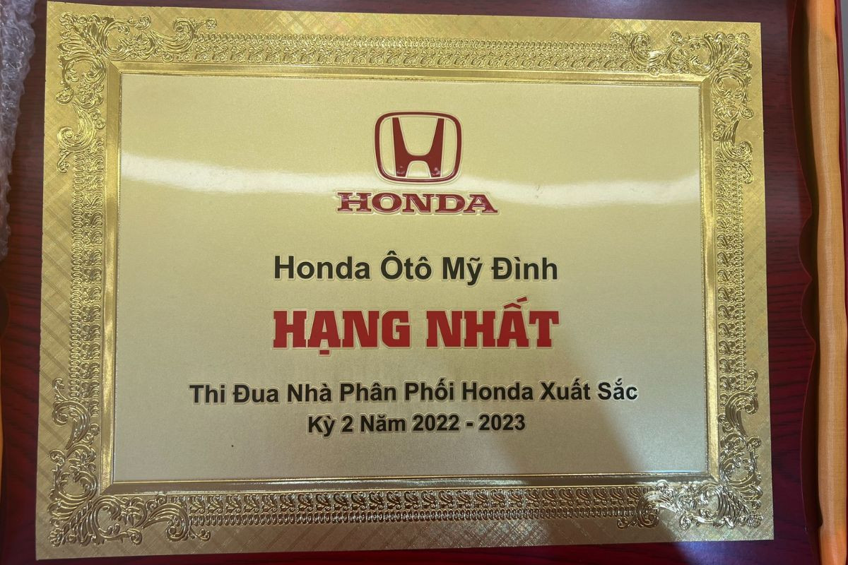 Honda Ôtô Mỹ Đình đạt Hạng nhất Giải thi đua Nhà phân phối Honda xuất sắc kỳ 2 năm 2022 - 2023