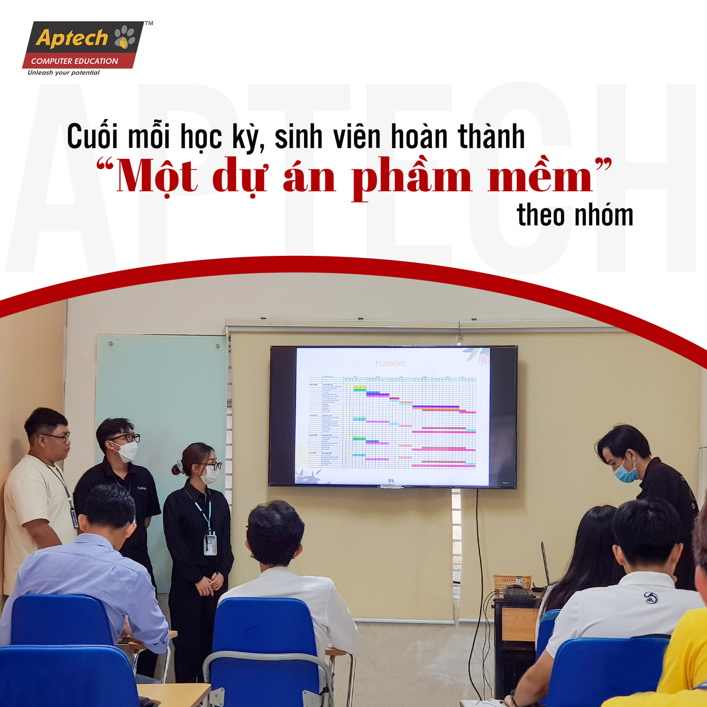 Sinh viên tại Aptech Cần Thơ báo cáo dự án phần mềm