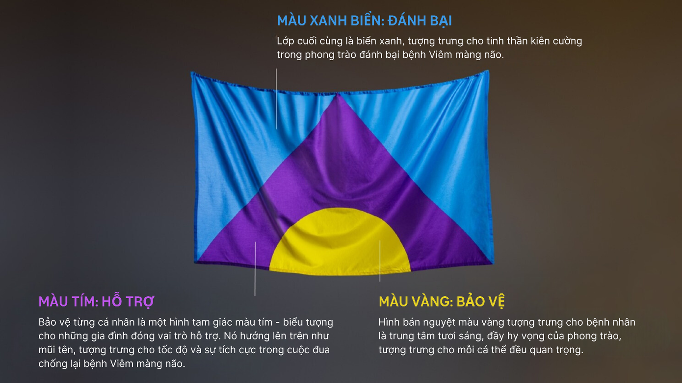 Lá cờ đẩy lùi viêm màng não là sáng kiến độc đáo nhằm thể hiện sự quyết tâm và hy vọng đánh bại căn bệnh này