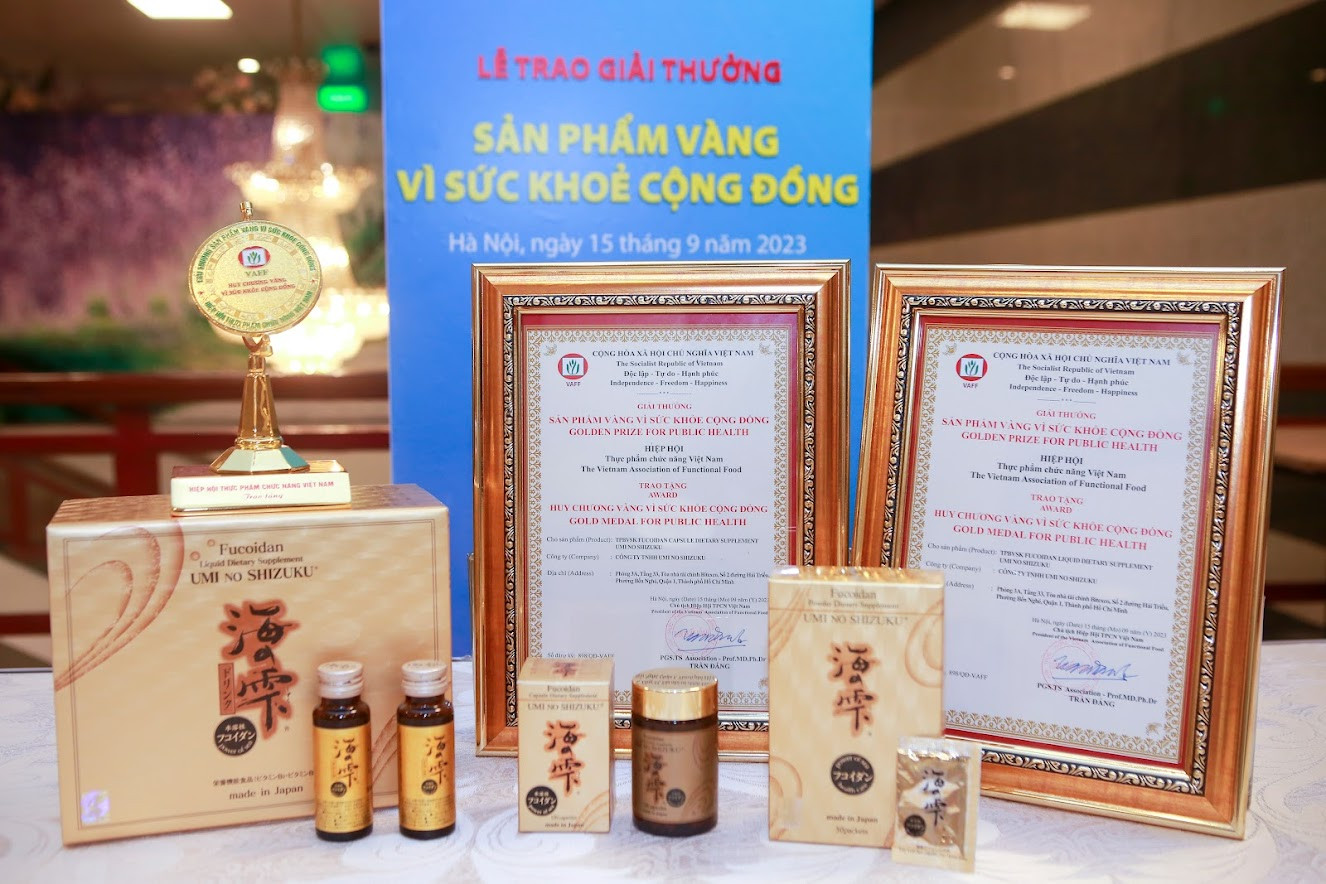 Sản phẩm Fucoidan Umi No Shizuku vinh dự nhận “Huy chương vàng vì sức khỏe cộng đồng”