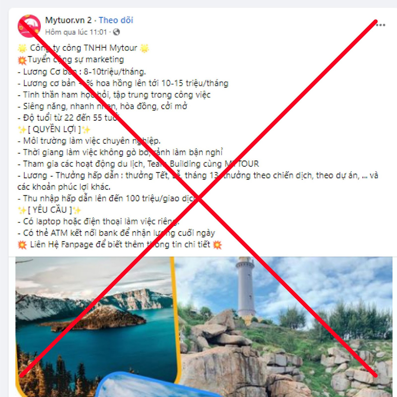 Các bài đăng tuyển dụng trên các fanpage không chính thống Các bài đăng tuyển dụng trên các fanpage không chính thống