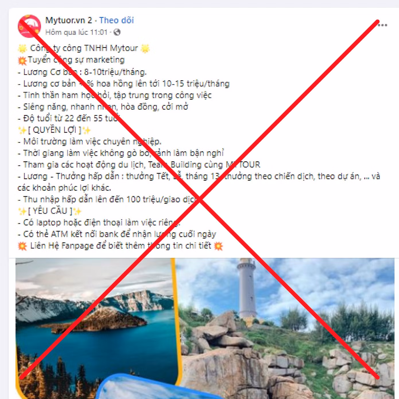 Các bài đăng tuyển dụng trên các fanpage không chính thống